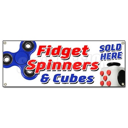 Signmission FIDGET SPINNER & CUBE BANNER SIGN tri-spinner edc toy stress reducer adhd fydget B-Fidget Spinner and Cube